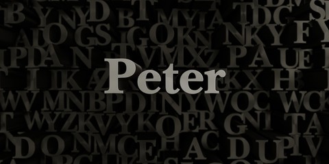 Peter - Stock image of 3D rendered metallic typeset headline illustration.  Can be used for an online banner ad or a print postcard.