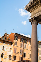 Obraz premium architectural pantheon detail at rome, italy
