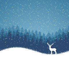 Obraz na płótnie Canvas Winter christmas forest with deer