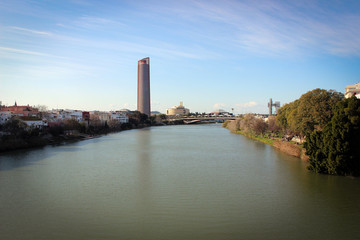 Obraz premium Guadalquivir river embankment in Seville, Spain