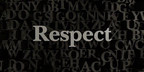 Respect - Stock image of 3D rendered metallic typeset headline illustration.  Can be used for an online banner ad or a print postcard.