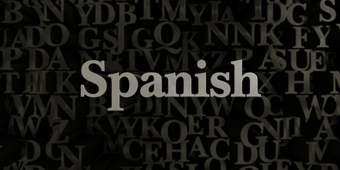Spanish - Stock image of 3D rendered metallic typeset headline illustration.  Can be used for an online banner ad or a print postcard.