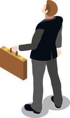 Isometric Businessman Sale Lead Bank Congress man icon set. Male Trader Manager Conference Captain Leader Character Infographic Flat Element Library 3D Boy isolated vector object Employee People white