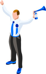 Isometric Businessman Sale Lead Bank Congress man icon set. Male Trader Manager Conference Captain Leader Character Infographic Flat Element Library 3D Boy isolated vector object Employee People white