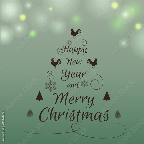 &quot;Merry Christmas and Happy New Year 2017 greeting card, vector