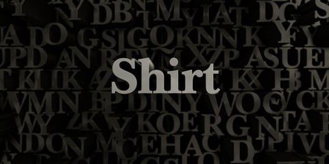 Shirt - Stock image of 3D rendered metallic typeset headline illustration.  Can be used for an online banner ad or a print postcard.