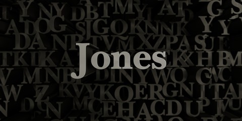 Jones - Stock image of 3D rendered metallic typeset headline illustration.  Can be used for an online banner ad or a print postcard.