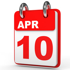 April 10. Calendar on white background.