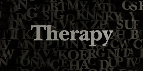 Therapy - Stock image of 3D rendered metallic typeset headline illustration.  Can be used for an online banner ad or a print postcard.