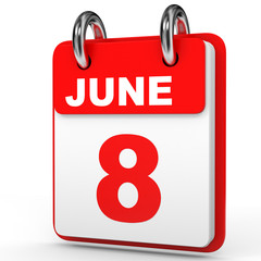 June 8. Calendar on white background.