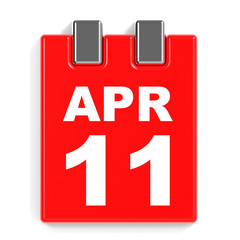 April 11. Calendar on white background.
