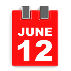 June 12. Calendar on white background.