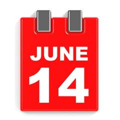 June 14. Calendar on white background.