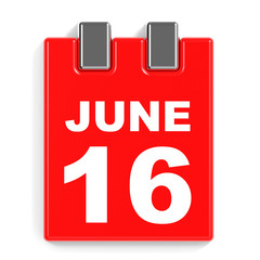 June 16. Calendar on white background.