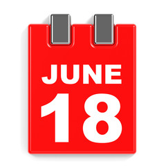 June 18. Calendar on white background.