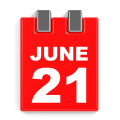 June 21. Calendar on white background.