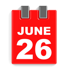 June 26. Calendar on white background.