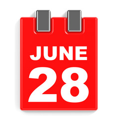 June 28. Calendar on white background.