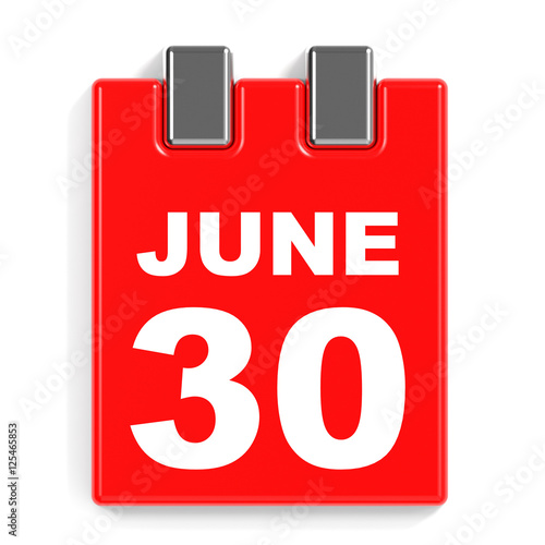 "June 30. Calendar on white background." Stock photo and royaltyfree