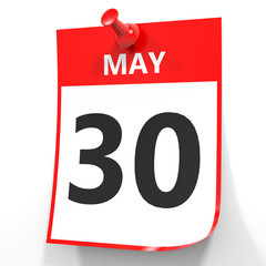 May 30. Calendar on white background.