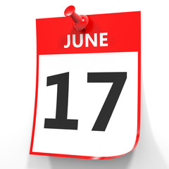 June 17. Calendar on white background.