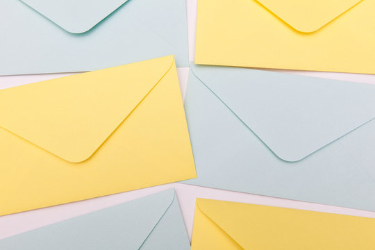 colorful letter envelopes on white backgrounds