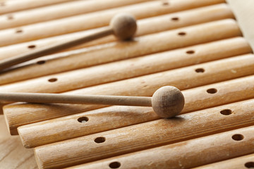 Wooden xylophone close up