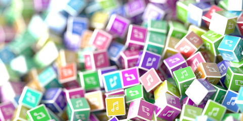Infinite music 3d rendering icons