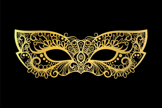 Golden carnival mask on the black background vector illustration