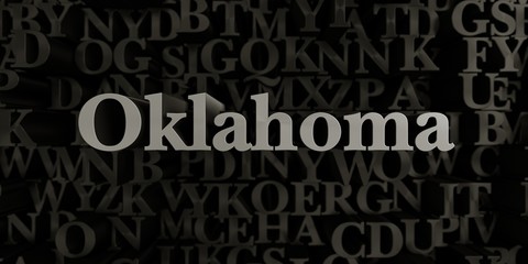 Oklahoma - Stock image of 3D rendered metallic typeset headline illustration.  Can be used for an online banner ad or a print postcard.