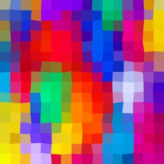 Colorful background composed of small squares of different colors. Abstract pixel mosaic backdrop of geometric elements. Multicolor pattern