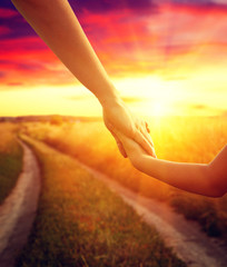  hands of the parent and litlle child