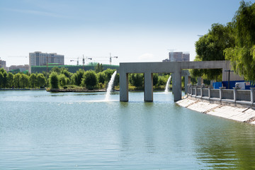 Obraz na płótnie Canvas Water zone of the public park.