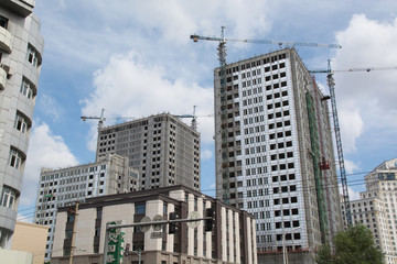 Fototapeta premium Three constructing building.