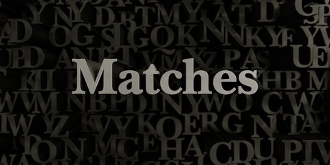 Matches - Stock image of 3D rendered metallic typeset headline illustration.  Can be used for an online banner ad or a print postcard.