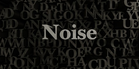 Noise - Stock image of 3D rendered metallic typeset headline illustration.  Can be used for an online banner ad or a print postcard.