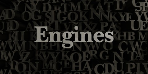 Engines - Stock image of 3D rendered metallic typeset headline illustration.  Can be used for an online banner ad or a print postcard.