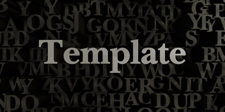 Template - Stock image of 3D rendered metallic typeset headline illustration.  Can be used for an online banner ad or a print postcard.
