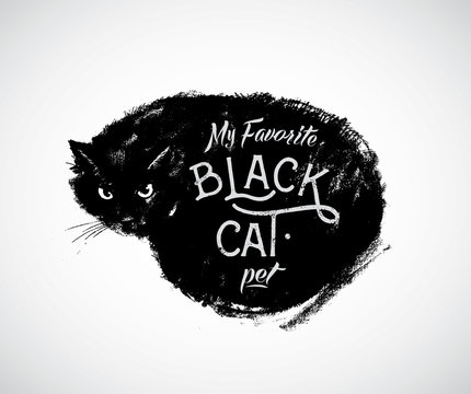 Graphical vector illustration of a cat and the inscription.