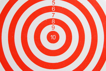 Close up of red and white shooting target