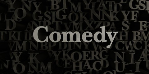 Comedy - Stock image of 3D rendered metallic typeset headline illustration.  Can be used for an online banner ad or a print postcard.