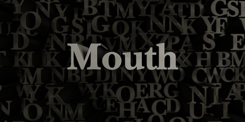 Mouth - Stock image of 3D rendered metallic typeset headline illustration.  Can be used for an online banner ad or a print postcard.