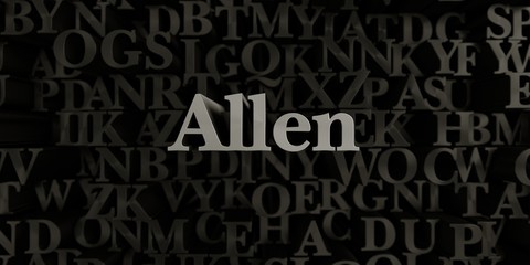 Allen - Stock image of 3D rendered metallic typeset headline illustration.  Can be used for an online banner ad or a print postcard.