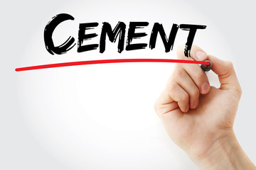Hand writing Cement with marker, concept background