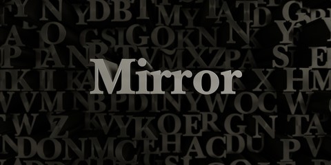 Mirror - Stock image of 3D rendered metallic typeset headline illustration.  Can be used for an online banner ad or a print postcard.