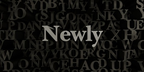 Newly - Stock image of 3D rendered metallic typeset headline illustration.  Can be used for an online banner ad or a print postcard.