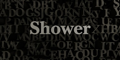 Shower - Stock image of 3D rendered metallic typeset headline illustration.  Can be used for an online banner ad or a print postcard.