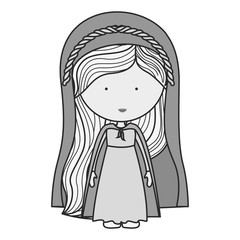 cartoon virgin mary woman smiling and wearing  mantle over white background. vector illustration