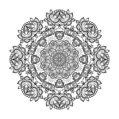 Vector hand drawn doodle mandala for coloring book. 