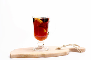 Glass of glintwein or mulled hot wine